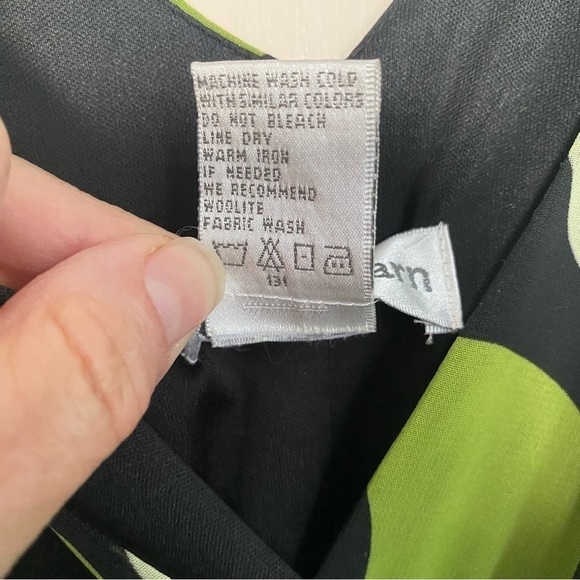 Dress Barn Double V-Neck Babydoll Hankerchief Hem Polka Dot Y2K Green Size 6 - Picture 10 of 10